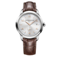 BAUME & MERCIER 名士 CLIFTON克里顿系列 MOA10054 男士机械手表 41mm 银盘 棕色皮革带 圆形