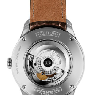 BAUME & MERCIER 名士 CLIFTON克里顿系列 MOA10054 男士机械手表 41mm 银盘 棕色皮革带 圆形