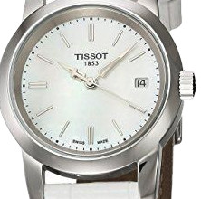 TISSOT 天梭 CLASSIC DREAM系列 T0332101611100 女士石英手表 28mm 贝母盘 白色皮革带 圆形