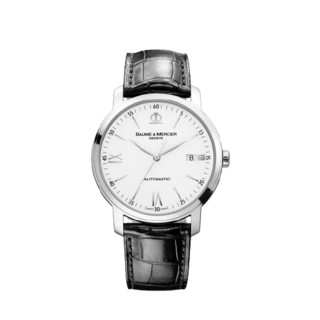 BAUME & MERCIER 名士 Classima系列 MOA08592 男士机械手表 42mm 白盘 黑色鳄鱼皮表带 圆形