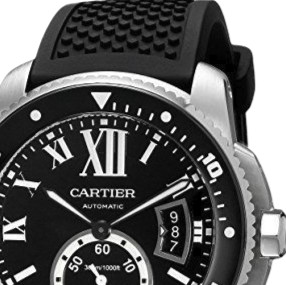 Cartier 卡地亚 Calibre DE CARTIER卡历博系列 W7100056 男士自动机械手表 42mm 黑盘 黑色橡胶带 圆形