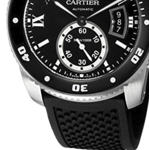 Cartier 卡地亚 Calibre DE CARTIER卡历博系列 W7100056 男士自动机械手表 42mm 黑盘 黑色橡胶带 圆形