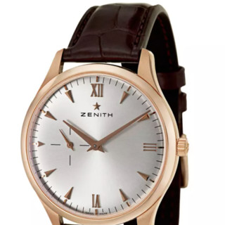 ZENITH 真力时 Heritage系列 18-2016-681-07-C498 男士机械手表 40mm 银盘 棕色鳄鱼皮表带 圆形