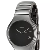 RADO 雷达 True真系列 R27654152 男士石英手表 40mm 黑盘 银色陶瓷表带 圆形