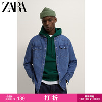 ZARA 新款 男装 休闲缉线装饰牛仔长袖衬衫 08574499427