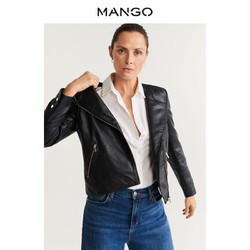 MANGO女装夹克2020春夏新款不对称拉链皮革机车夹克外套