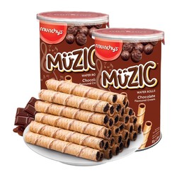 munchy's 马奇新新 巧克力注芯蛋卷威化饼干 85g*2罐
