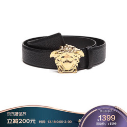 VERSACE 范思哲 奢侈品 男士黑色金色扣头牛皮板扣式皮带腰带礼盒 DCU4140 DGOVV D41OH 95cm