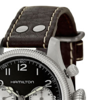 HAMILTON 汉米尔顿 卡其野战系列 H60416533 男士机械手表 42mm 黑盘 棕色皮革表带 圆形