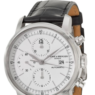 BAUME & MERCIER 名士 Classima系列 MOA08591 男士机械手表 42mm 白盘 黑色鳄鱼皮表带 圆形