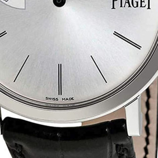 PIAGET 伯爵 ALTIPLANO系列 G0A33112 男士机械手表 40mm 银盘 黑色鳄鱼皮带 圆形