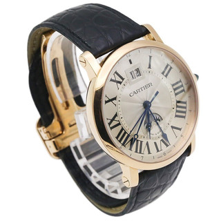 Cartier 卡地亚 ROTONDE DE CARTIER腕表系列 W1556220 男士机械手表 42mm 白盘 棕色鳄鱼皮带 圆形