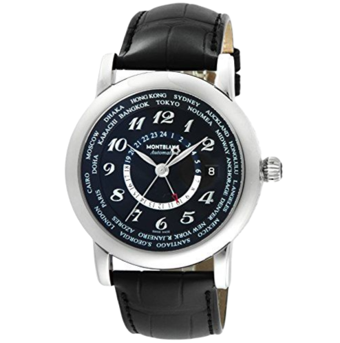 MONT BLANC 万宝龙 明星系列 109285 男士机械手表 41mm 黑盘 黑色皮质表带 圆形