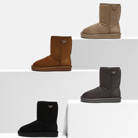 【中筒】雪地靴女简约时尚短靴女毛绒保暖棉鞋 37 米色