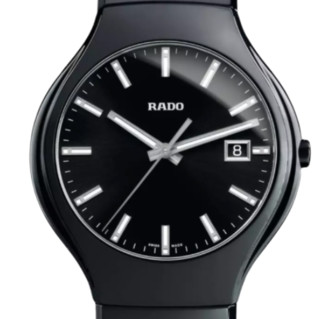 RADO 雷达 True真系列 R27653052 男士石英手表 40mm 黑盘 黑色陶瓷表带 圆形