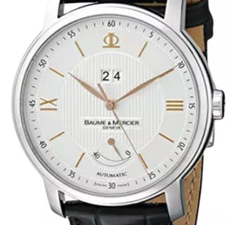 BAUME & MERCIER 名士 Classima系列 MOA10142 男士机械手表 42mm 白盘 黑色皮革表带 圆形