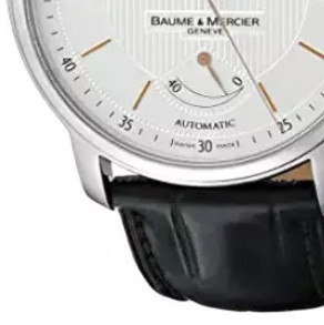 BAUME & MERCIER 名士 Classima系列 MOA10142 男士机械手表 42mm 白盘 黑色皮革表带 圆形