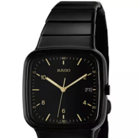 RADO 雷达 R5.5系列 R28888172 男士石英手表 36mm 黑盘 黑色陶瓷带 方形