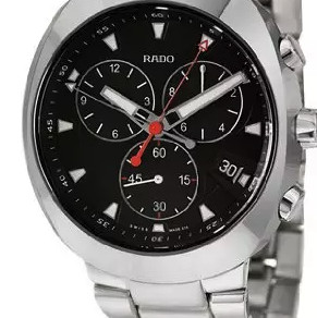 RADO 雷达 D-STAR帝星系列 R15937153 男士石英手表 42mm 黑盘 银色不锈钢带 圆形