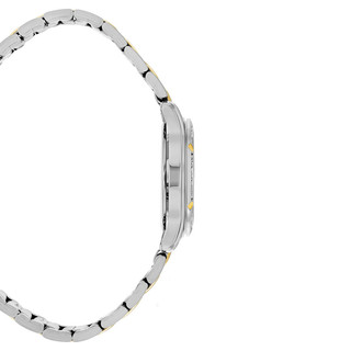 SEIKO 精工 Crystal Dress系列 SUR718 女士石英手表 34mm 银盘 间金不锈钢表带 圆形