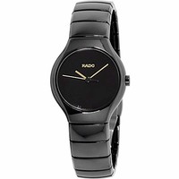 RADO 雷达 True真系列 R27655172 女士石英手表 27mm 黑盘 黑色陶瓷带 圆形