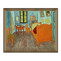雅昌 梵高 现代简约名人油画《梵高的卧室 》57x68cm 油画布 典雅栗