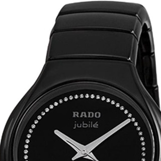 RADO 雷达 TRUE jubile系列 R27655732 女士石英手表 27mm 黑盘 黑色陶瓷表带 圆形