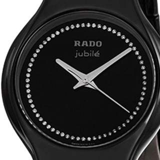 RADO 雷达 TRUE jubile系列 R27655732 女士石英手表 27mm 黑盘 黑色陶瓷表带 圆形