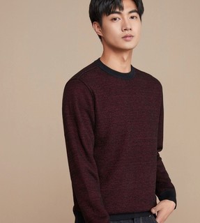 【加绒内里】男士混纺舒适保暖长袖针织衫 XL 暗红X5