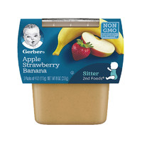 嘉宝（Gerber）婴幼儿辅食 苹果草莓香蕉泥 果泥 2段 113g*2 盒/组 226g罐装 6个月以上 *3件
