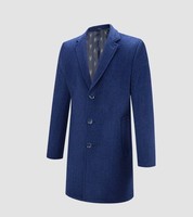 【中长款呢大衣】男士经典单排扣大衣中长款外套 54 蓝灰62