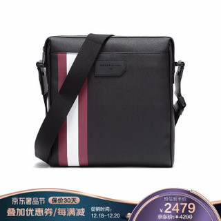 BALLY 巴利 奢侈品 男士黑色红白条纹合成面料邮差包 SKILL.OF/06 6224073 *2件