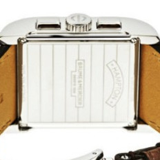 BAUME & MERCIER 名士 Hampton系列 MOA10029 男士机械手表 34.3mm 银盘 棕色皮革表带 方形