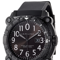 HAMILTON 汉米尔顿 卡其海军系列 H78575383 男士机械手表 46mm 黑盘 黑色橡胶带 圆形