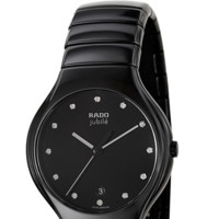 RADO 雷达 True真系列 R27653762 男士石英手表 40mm 黑盘 黑色陶瓷表带 圆形