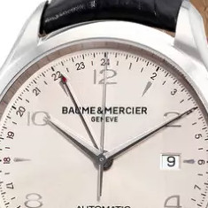 BAUME & MERCIER 名士 CLIFTON克里顿系列 MOA10112 男士机械手表 43mm 米盘 黑色鳄鱼皮表带 圆形