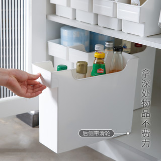 SHIMOYAMA 霜山 日本霜山橱柜收纳盒塑料厨房杂物整理盒带轮储物盒碗碟调料收纳筐