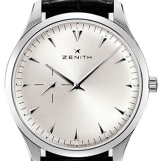 ZENITH 真力时 ELITE系列 03.2010.681/01.C493 男士机械手表 40mm 银盘 黑色鳄鱼皮表带 圆形