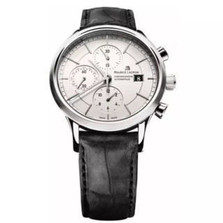 MAURICE LACROIX 艾美 典雅系列 LC6058-SS001-130 男士机械手表 41mm 白盘 黑色鳄鱼皮表带 圆形