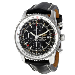 BREITLING 百年灵 Navitimer World系列 A2432212-B726BKLT 男士机械手表 46mm 黑盘 黑色皮革表带 圆形