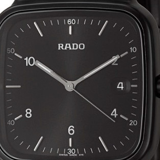 RADO 雷达 HyperChrome皓星系列 R28888162 男士石英手表 37mm 黑盘 黑色陶瓷表带 方形