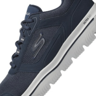 SKECHERS 斯凯奇 GO WALK系列男士系带圆头平跟休闲运动鞋54733 海军蓝色/灰色42.5