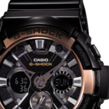 CASIO 卡西欧 G-SHOCK系列 GA-200RG-1A 男士电子手表 53mm 黑盘 黑色树脂表带 圆形