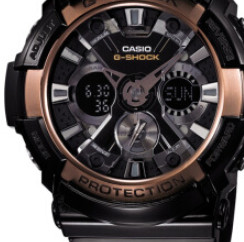 CASIO 卡西欧 G-SHOCK系列 GA-200RG-1A 男士电子手表 53mm 黑盘 黑色树脂表带 圆形