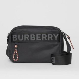 BURBERRY 博柏利 80256691 男士黑色徽标装饰斜背包