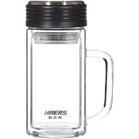 HAERS 哈尔斯 HBL-400B-46 双层玻璃杯 400ml 商务黑