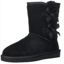 UGG Victoria系列女士羊皮套脚蝴蝶结绑带平底短筒雪地靴1015874 Black 9 M US