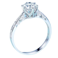 Zocai 佐卡伊珠宝 挚爱经典系列 W00105 女士注定的爱18K白金钻石戒指 115分 SI D-E