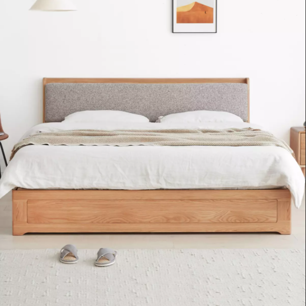 维莎原木 维莎全实木箱体床软包床头气压杆储物床橡木北欧简约环保 双人床