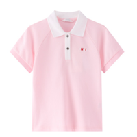 Annil 安奈儿 女童翻领短袖T恤 EG021154 蔷薇粉